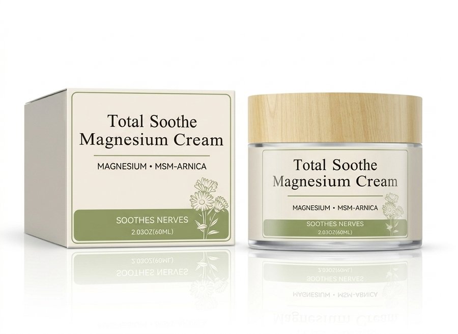 Total Soothe Magnesium Cream box and jar