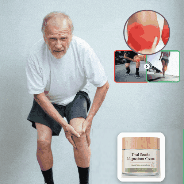 Man applying Total Soothe Magnesium Cream to his knee for joint pain relief